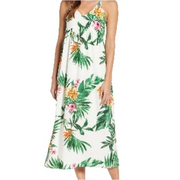 Gibson White Floral Dress NWOT Size M - Picture 1 of 3